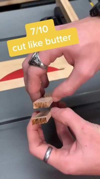 Paper blade cutting wood