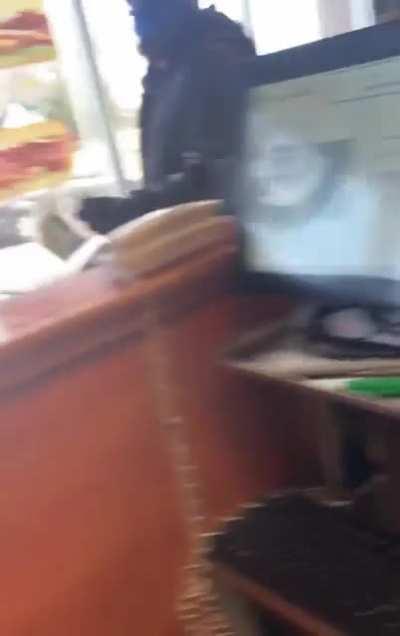 Gun looks fake but idiot tries to rob subway