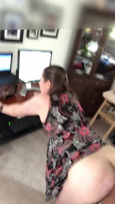 She’s working from home, I’m working on her