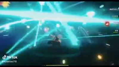 Kazuha makes the cat do the K-POP group dance