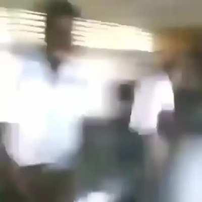 He slapped the wrong person and some dude wiggle-danced out of the room