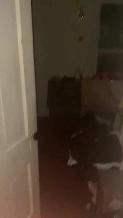 UPDATE: The door to the room was open, i thought i left it open but apparently my dad must have went in there (some of his belongings are in there) due to the fact i rewatched the video to see and i heard myself shut the door at the end. So basically i do