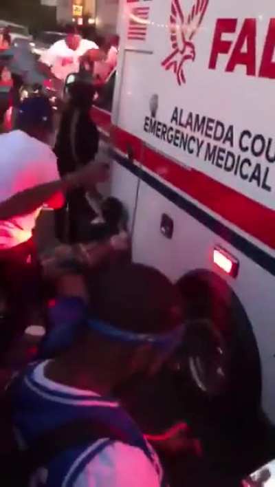 Twerking against an ambulance..