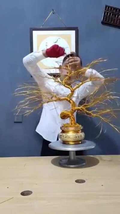 Golden Wire Tree Art