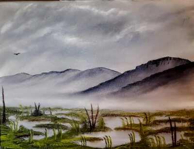 My oil painting of the Dead Marshes with a touch of magic added.