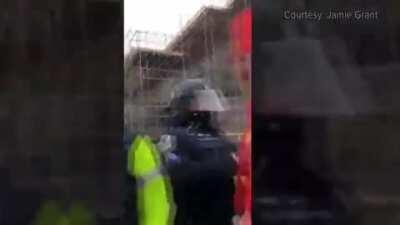 Capitol police getting hit with their own chemical irritant, when fighting for control of inaugural platform