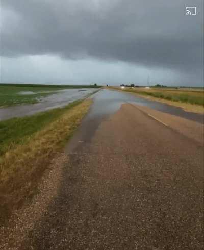 Giant Whirlpool in Field Following Heavy Rains in Illinois