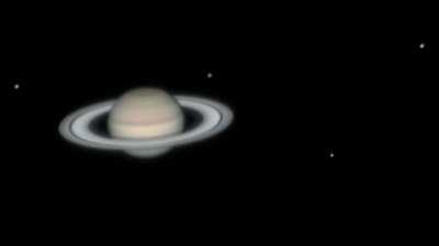 Saturn and her moons this morning, through my 12