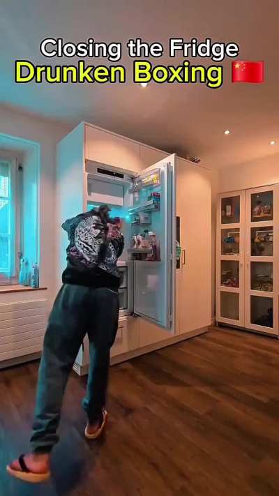 Closing the fridge