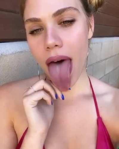 Beautiful lips and long tongue