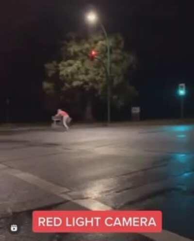 Literally running a red light