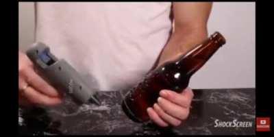 Let's try and hot glue my hand to a beer bottle...
