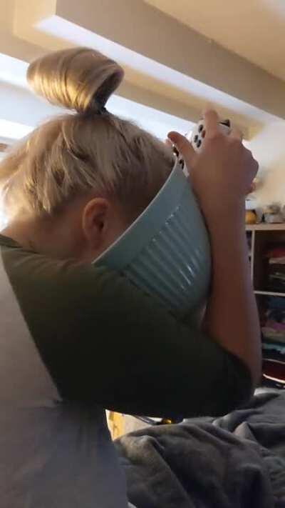 My wife loves popcorn and gaming but hates dirty controllers. Solution?