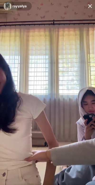 pinched sides and she smiled, cute