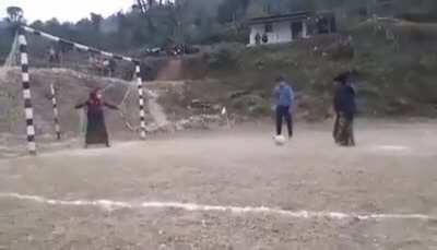 Some old Nepalese women enjoying a penalty shoot-out. Football truly is a beautiful game.
