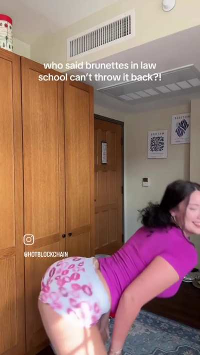 College girl throwing it back