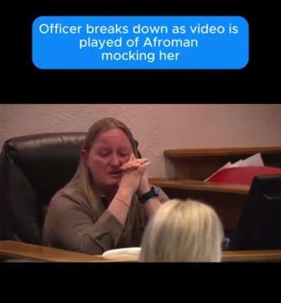 LEO crying on the stand as a video mocking her and her department is played. The man who made the video was raided, got money stolen from his home and accused of kidnapping ,allegedly, baselessly.