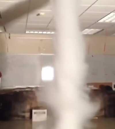 Simulating a tornado indoors.