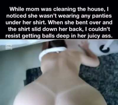 Fucking mom while she cleans