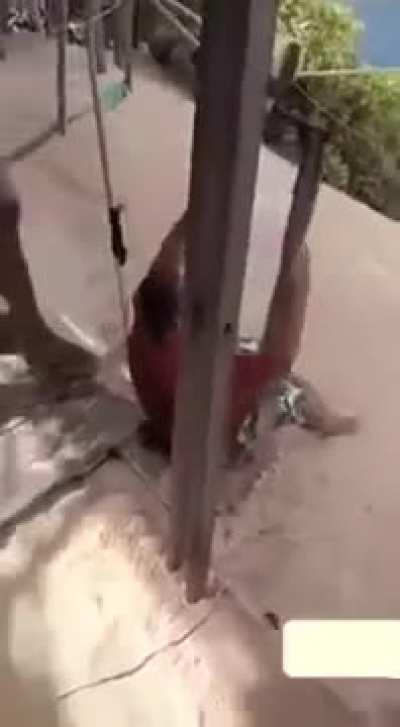 For lying about his weight on the zipline.