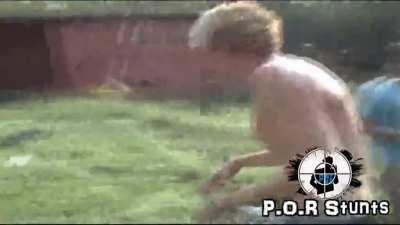 Idiot lights himself on fire, then freaks out because he's on fire. His friends debate whether beer would put out the fire.