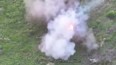 Unlucky Russian motorcycle is hit by multiple drones at once