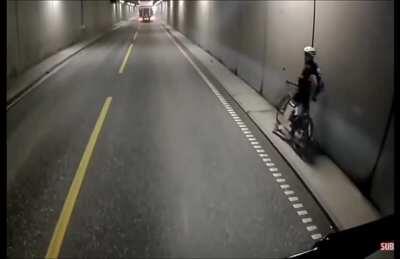 Good thing he was wearing that helmet