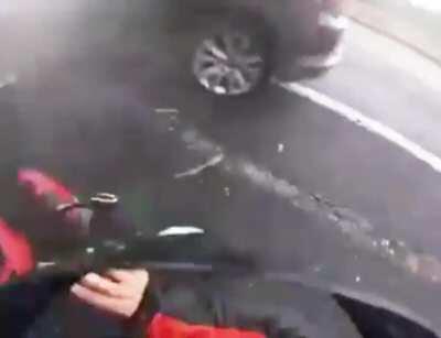 Car hits a group of Bikers who were taking care of an injured teammate