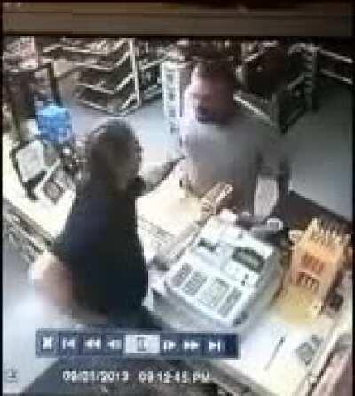 An Armed robber didn't know the local convenience store hired 