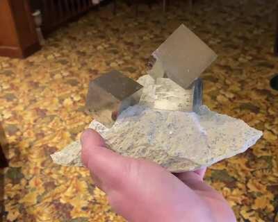 Near Perfect Cubes of Pyrite from a mine in Spain. These natural crystals have not been carved, cut, or polished and are shown just as they came from the earth.