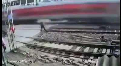 This is completely a different incident though it looks similar. He wouldve been smashed, lucky he got away quick!