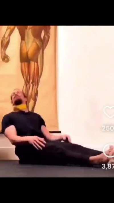 WCGW exercising with a rubber band