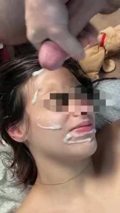 Massive Thick Cum Blast All Over Her Face