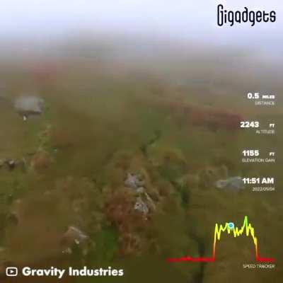 This Jet Suit carries the first responder and climbs to 3,100 feet (945 m) in less than 4 minutes.