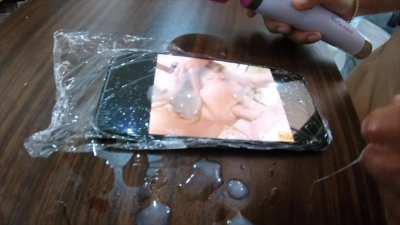 While looking at porn on the phone