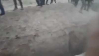 Iraqi Policemen with armed locals engage 6 isis fighters in a trench with hand grenades during a close combat then finish them off with bullets, Kirkuk (Saroodah Village)-2018.