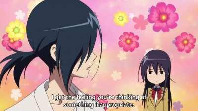 An unexpectedly well-animated fight scene from [Seitokai Yakuindomo]