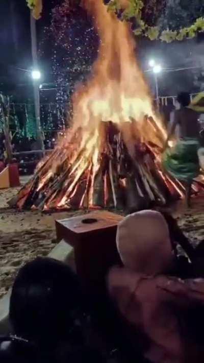 A ritual at some of the Hindu temples in South India