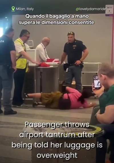 Chinese tourist goes viral after airport meltdown over overweight luggage in Milan