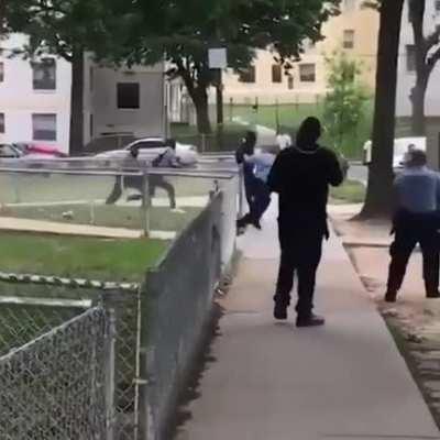 Guy running away from police