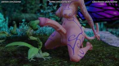Butterfly girl docking plant penis