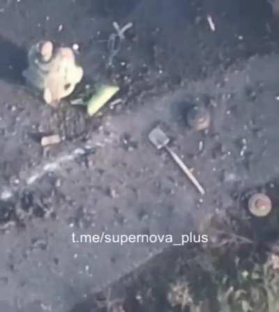 UA pov: Ru MT-LB runs over anti-vehicle mines placed on paved road