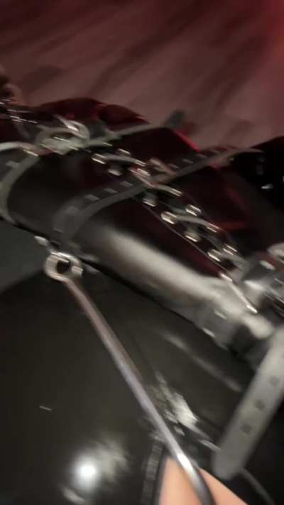 Hooked & helpless latex slave