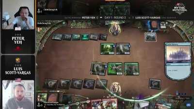 Luis Scott-Vargas chows down on the competition at the Mythic Invitational