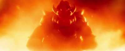 Bowser emerging from the fiery depths.