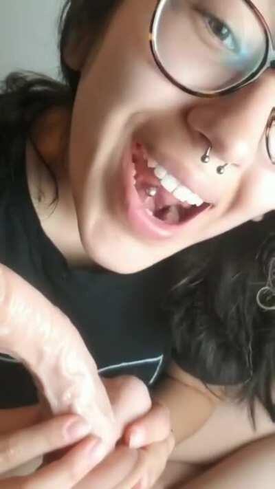 Licking grool of dildo