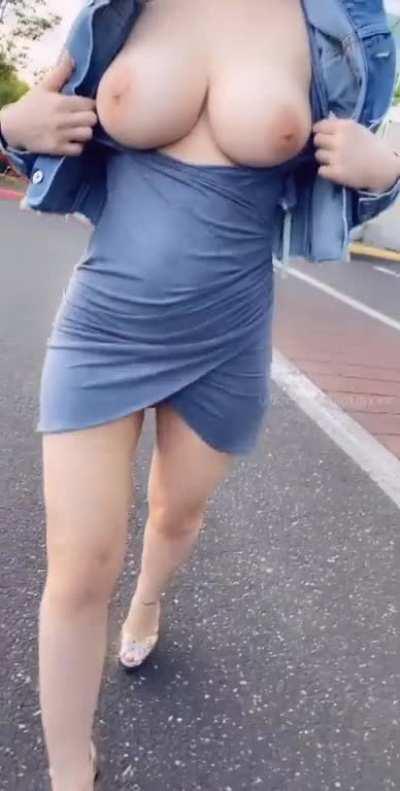 Fuckdoll taking puppies for a walk