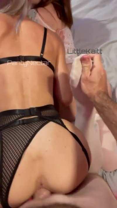 Hubby fucking my pussy while rubbing her sexy feet in nylons