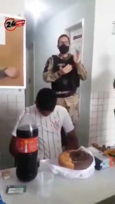 Police in Brazil celebrate the thief's 18th birthday as they cannot arrest anyone under the age of 18