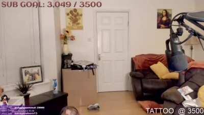 Streamer falls off chair